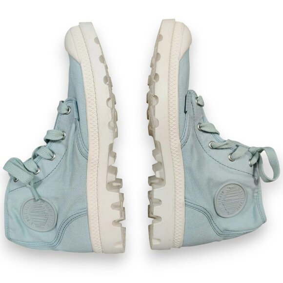 PALLADIUM Pampa Hi Women's Sneakers Canvas Fabric Light Blue-Green Size 8 - Picture 1 of 12